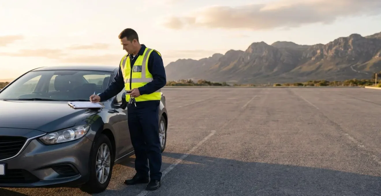 Chauffeur professionnel préparant le rapatriement d'un véhicule avec documents et clés