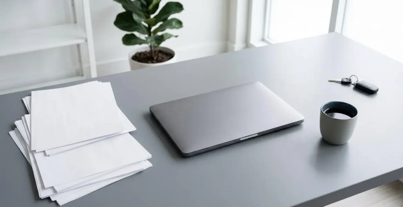 Bureau moderne avec documents d'assurance et ordinateur montrant des graphiques de comparaison